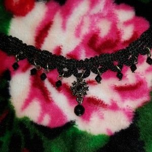 Black Gothic Style Woven Choker Necklace